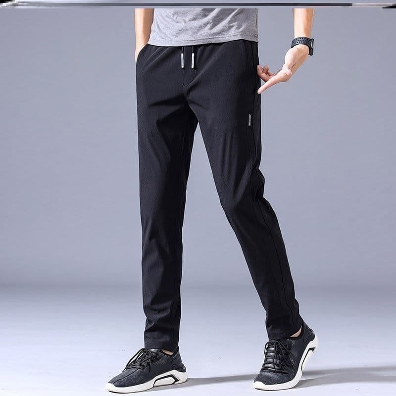 image-Men's Casual Straight Leg Pants Summer Lightweight Polyester Trousers
