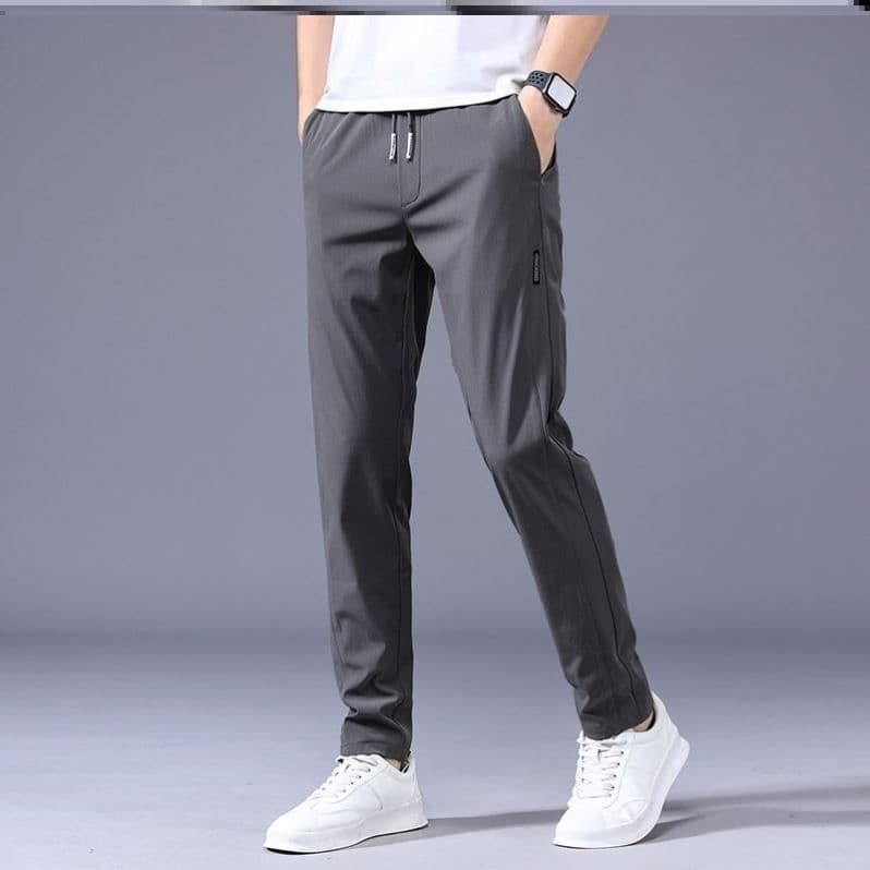 image-Men's Casual Straight Leg Pants Summer Lightweight Polyester Trousers