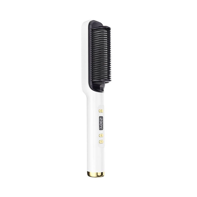 image-LCD Ionic Hair Straightener Brush 2-in-1 Styling Comb