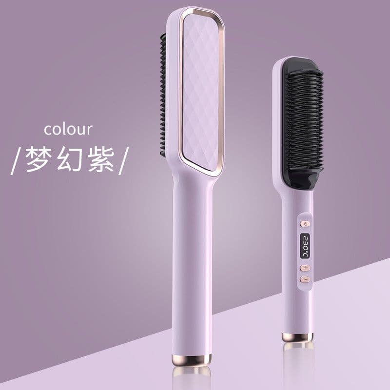 image-LCD Ionic Hair Straightener Brush 2-in-1 Styling Comb
