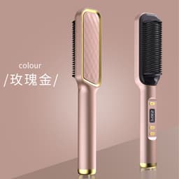 image-LCD Ionic Hair Straightener Brush 2-in-1 Styling Comb