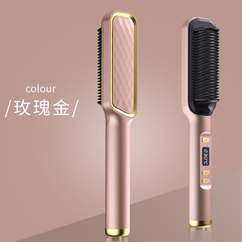 image-LCD Ionic Hair Straightener Brush 2-in-1 Styling Comb
