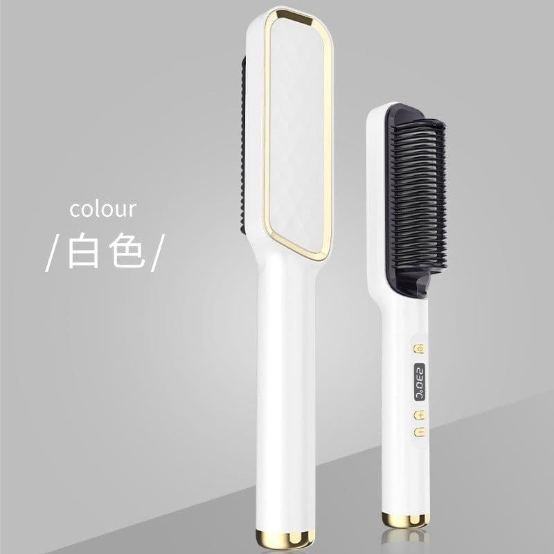 image-LCD Ionic Hair Straightener Brush 2-in-1 Styling Comb