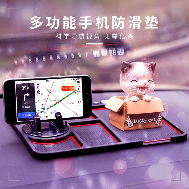 image-Multifunctional Silicone Phone Holder Dashboard Non-Slip Mat Blue