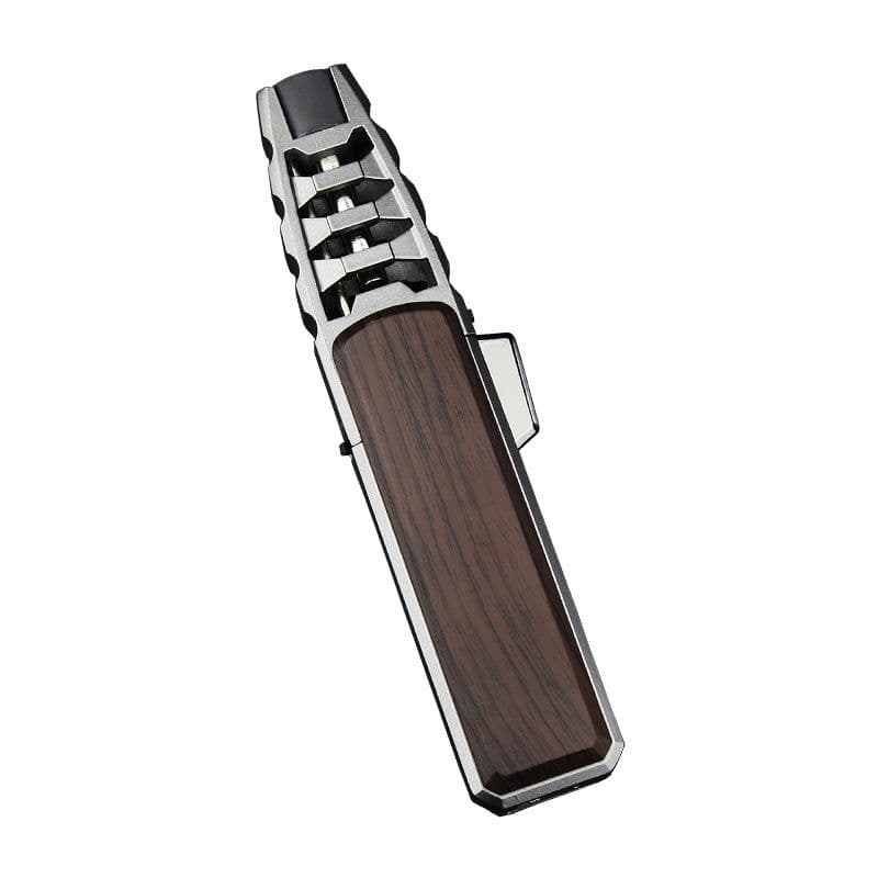 image-Metal Windproof Butane Lighter with Blue Flame for Outdoor BBQ