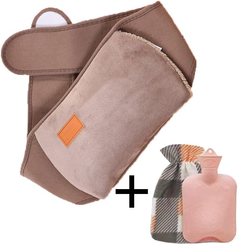 image-Hot Water Bottle with Plush Belt for Heating Therapy