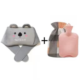 image-Hot Water Bottle with Plush Belt for Heating Therapy