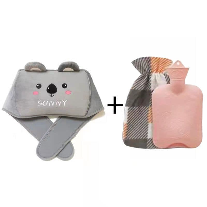 image-Hot Water Bottle with Plush Belt for Heating Therapy