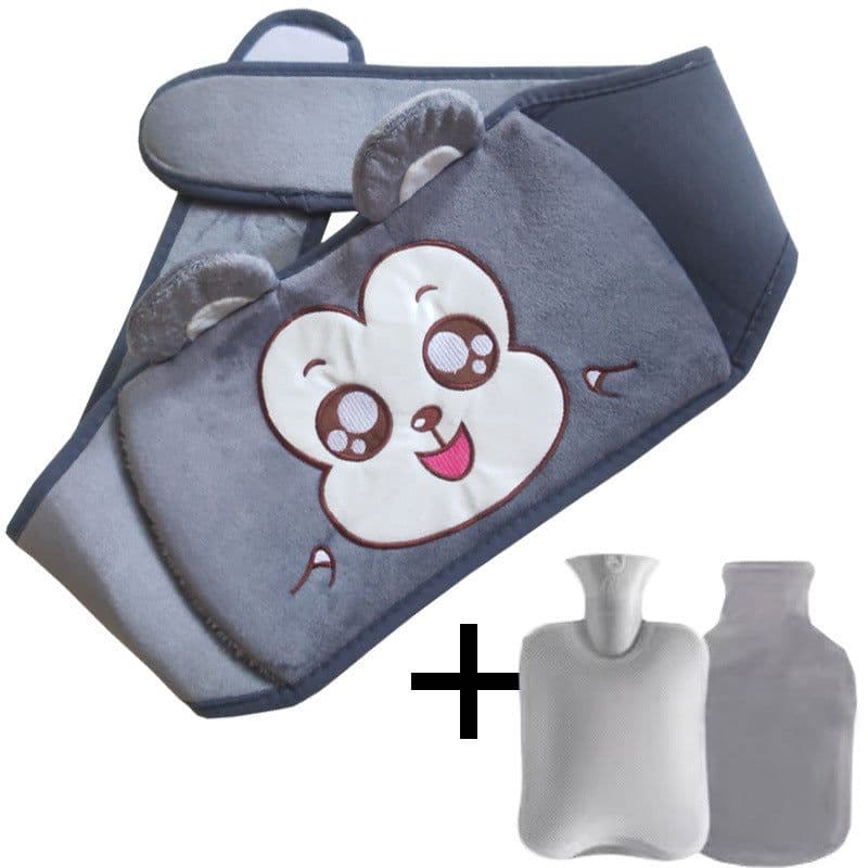image-Hot Water Bottle with Plush Belt for Heating Therapy