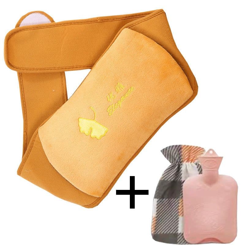 image-Hot Water Bottle with Plush Belt for Heating Therapy