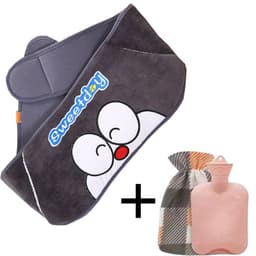 image-Hot Water Bottle with Plush Belt for Heating Therapy