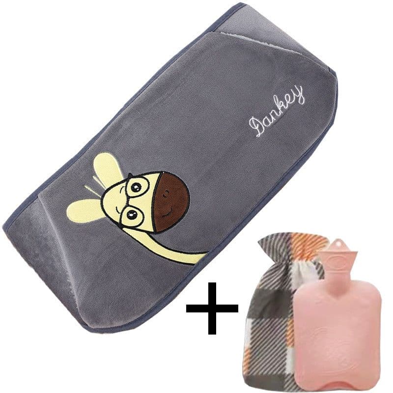 image-Hot Water Bottle with Plush Belt for Heating Therapy