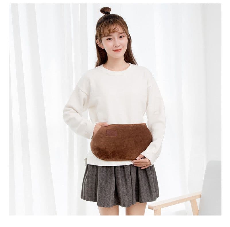 image-Hot Water Bottle with Plush Belt for Heating Therapy