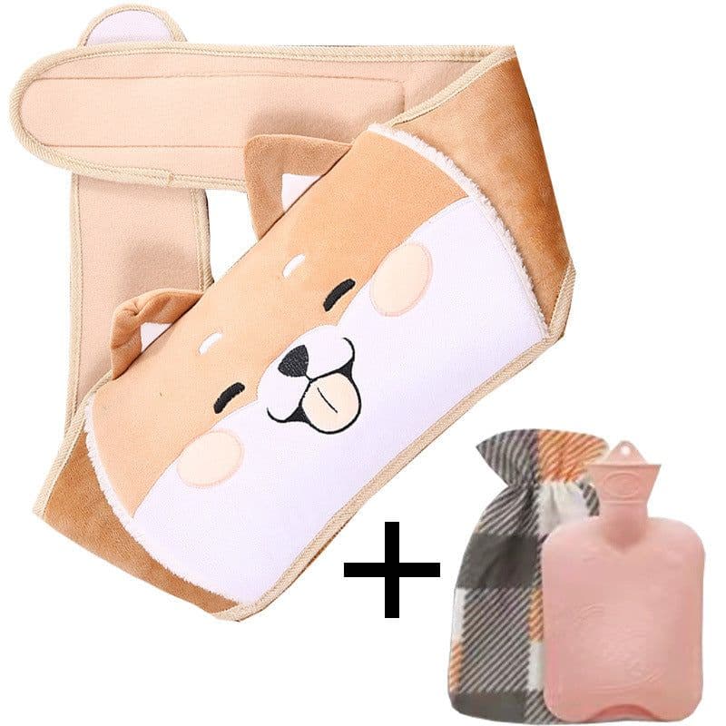 image-Hot Water Bottle with Plush Belt for Heating Therapy