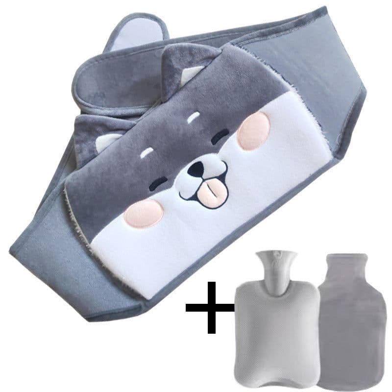 image-Hot Water Bottle with Plush Belt for Heating Therapy