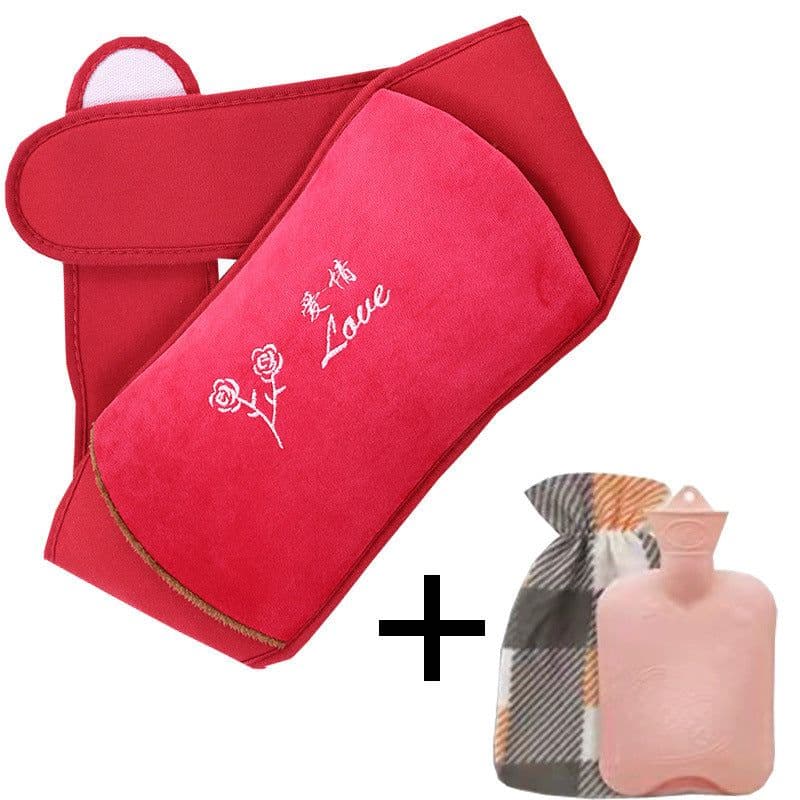image-Hot Water Bottle with Plush Belt for Heating Therapy
