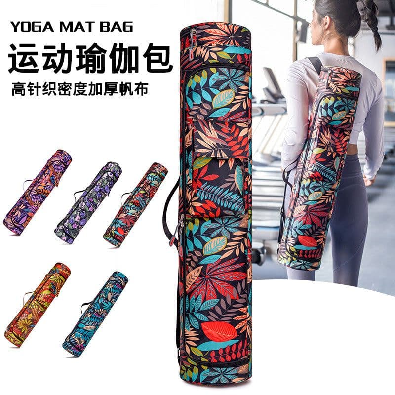 image-Yoga Mat Bag Canvas Shoulder Backpack Large Capacity Storage