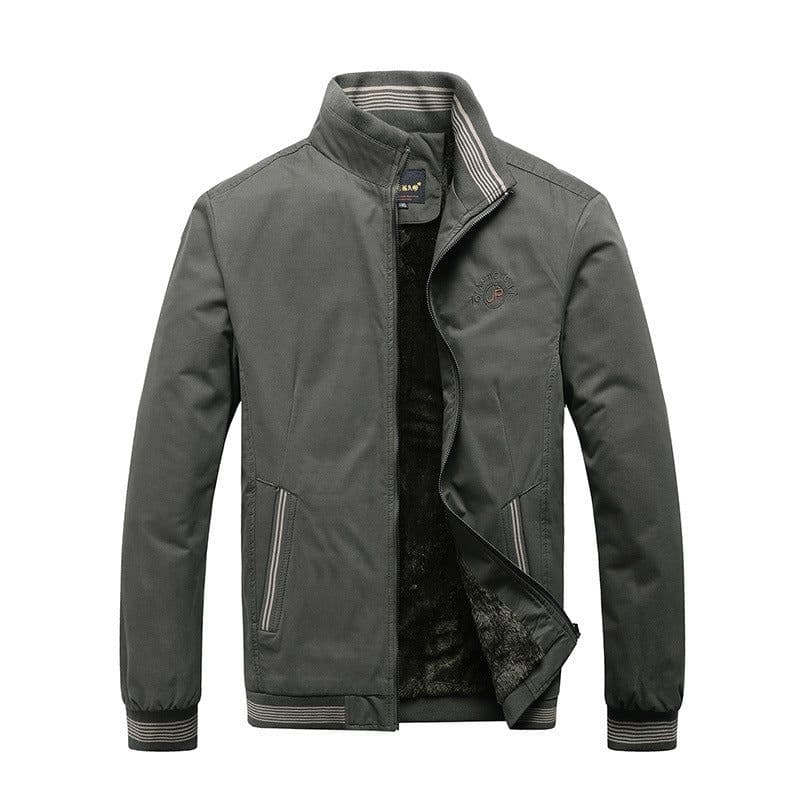 image-Men's Fleece Jacket Stand Collar Zipper Coat Winter Thickened