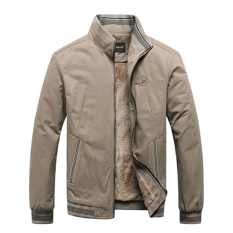 image-Men's Fleece Jacket Stand Collar Zipper Coat Winter Thickened