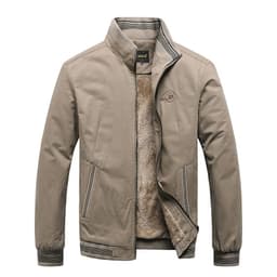 image-Men's Fleece Jacket Stand Collar Zipper Coat Winter Thickened