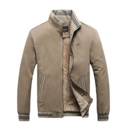 image-Men's Fleece Jacket Stand Collar Zipper Coat Winter Thickened