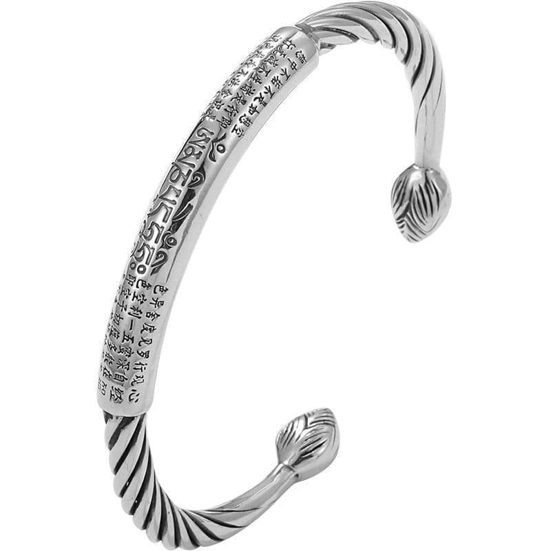 image-Six-Character Mantra Heart Sutra Open Bracelet Men's Retro Twisted
