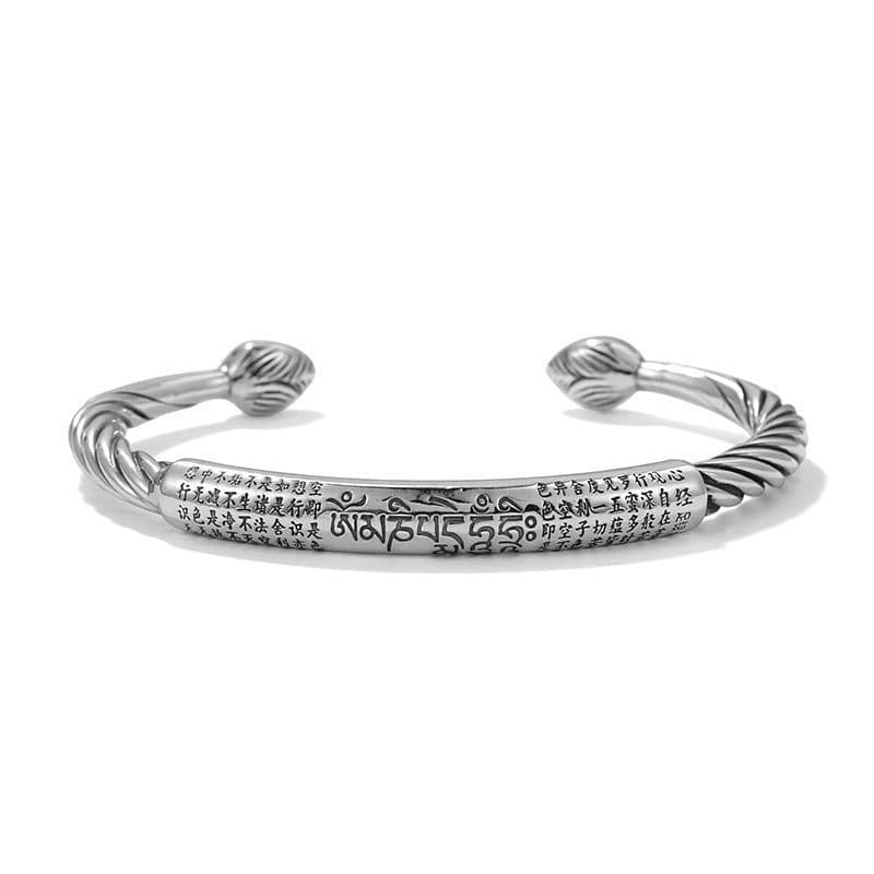 image-Six-Character Mantra Heart Sutra Open Bracelet Men's Retro Twisted