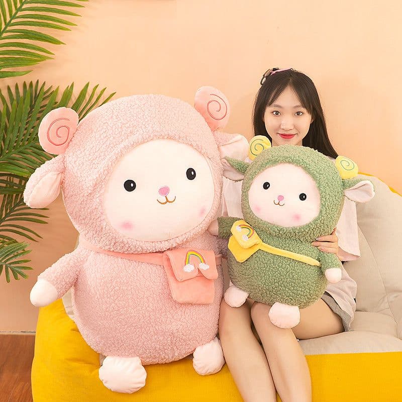 image-Rainbow Wool Plush Lamb Doll 80cm Super Soft Toy