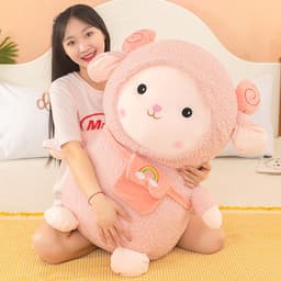image-Rainbow Wool Plush Lamb Doll 80cm Super Soft Toy