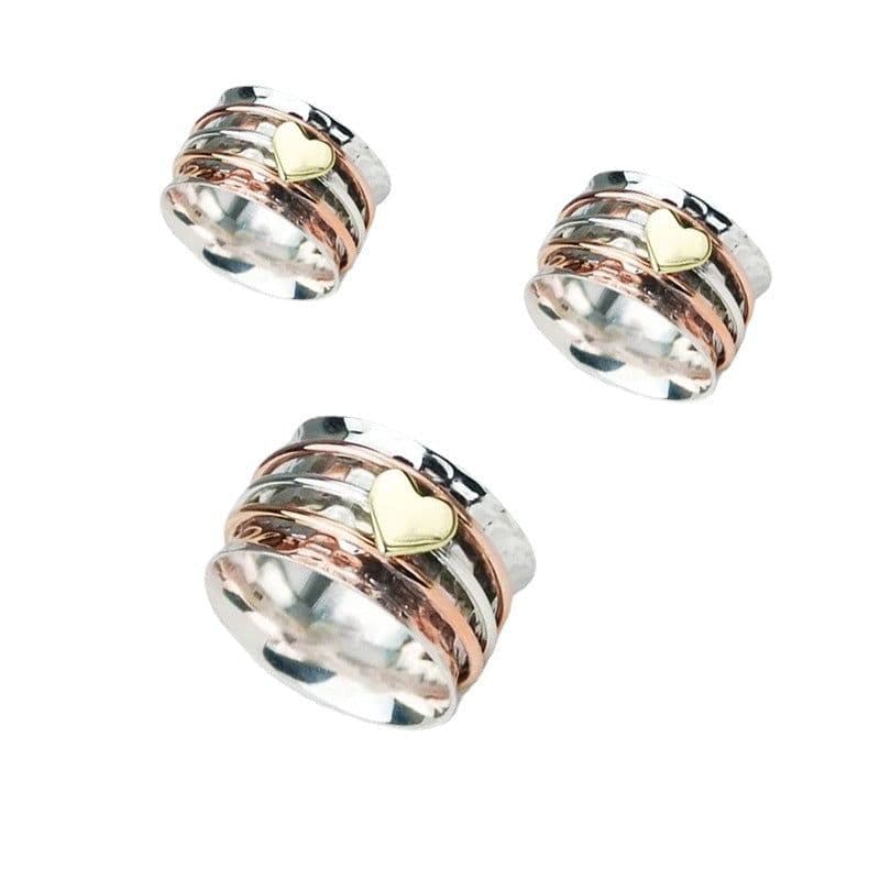 image-Heart Spinning Ring Alloy Couple Style Love Trumpet Ring W245