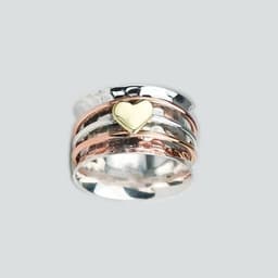 image-Heart Spinning Ring Alloy Couple Style Love Trumpet Ring W245