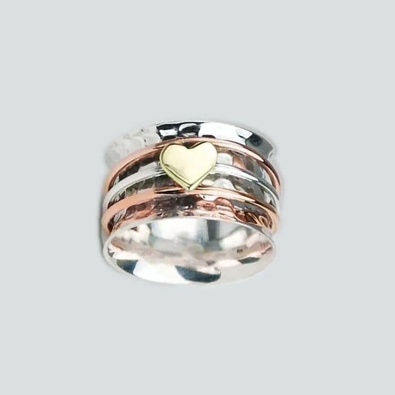 image-Heart Spinning Ring Alloy Couple Style Love Trumpet Ring W245