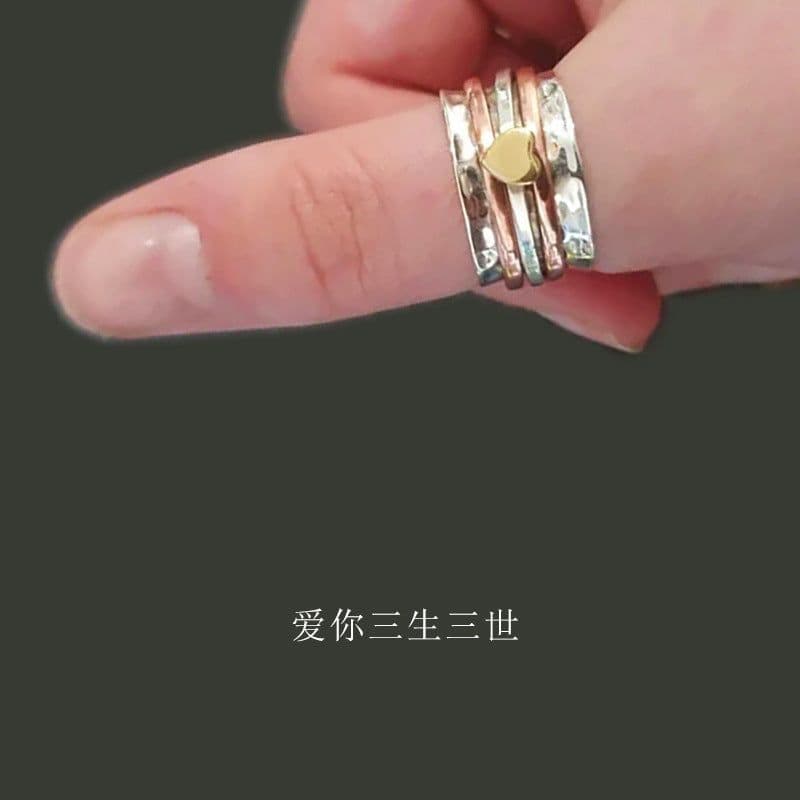 image-Heart Spinning Ring Alloy Couple Style Love Trumpet Ring W245
