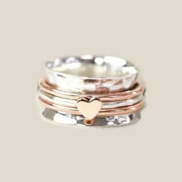 image-Heart Spinning Ring Alloy Couple Style Love Trumpet Ring W245