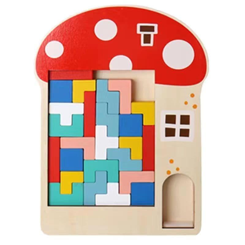 image-3D Wooden Tetris Puzzle Educational Toy for Kids 4-6 Years