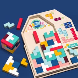 image-3D Wooden Tetris Puzzle Educational Toy for Kids 4-6 Years