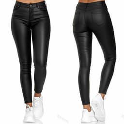 image-Women's High Waist PU Leather Pencil Pants - Beijue Tapered Casual Trousers