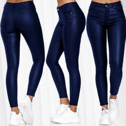 image-Women's High Waist PU Leather Pencil Pants - Beijue Tapered Casual Trousers