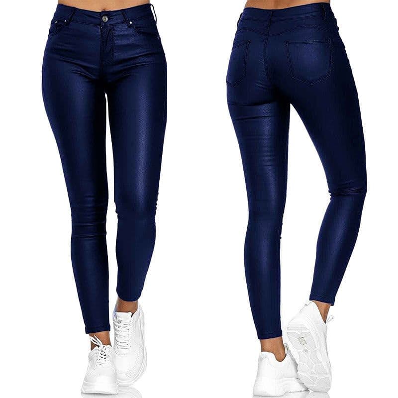 image-Women's High Waist PU Leather Pencil Pants - Beijue Tapered Casual Trousers