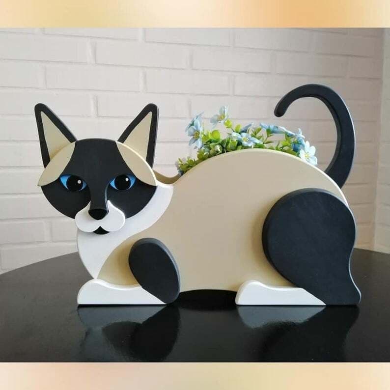 image-Cat Planter Pot Garden Art Decoration Animal Flower Pot