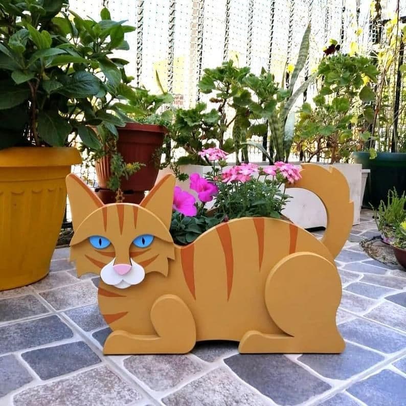 image-Cat Planter Pot Garden Art Decoration Animal Flower Pot