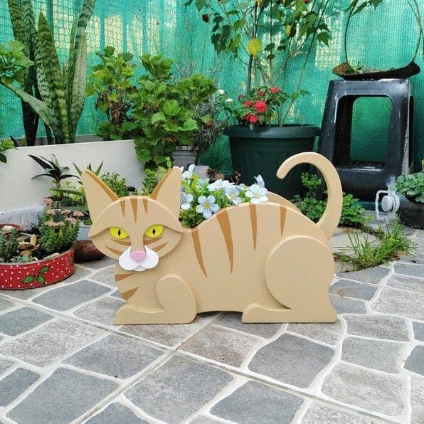 image-Cat Planter Pot Garden Art Decoration Animal Flower Pot