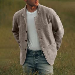 image-Men's Solid Color Casual Jacket Long Sleeve Loose Fit Spring Fall