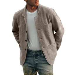 image-Men's Solid Color Casual Jacket Long Sleeve Loose Fit Spring Fall