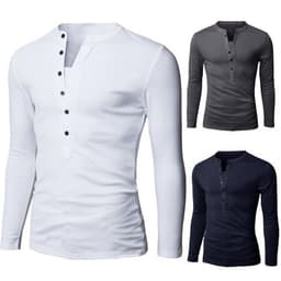 image-Men's Long Sleeve Polo Shirt Slim Fit Solid Color Casual Top