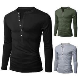 image-Men's Long Sleeve Polo Shirt Slim Fit Solid Color Casual Top