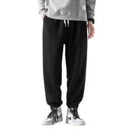 image-Men's Fleece Waffle Straight Leg Sweatpants Winter Warm Thick
