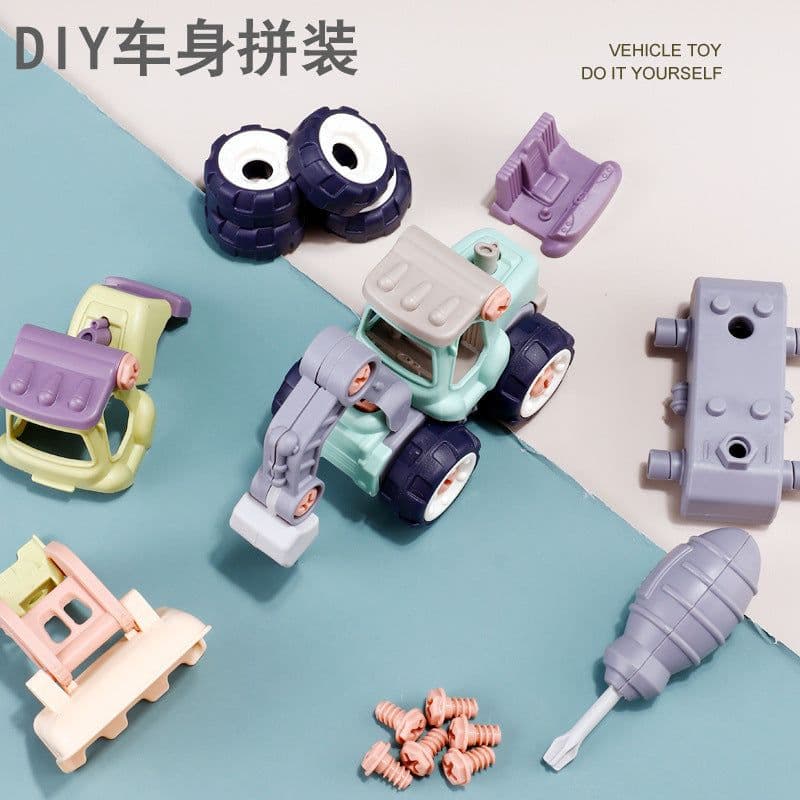 image-Children's DIY Excavator Construction Toy - Detachable Assembly Educational Vehicle