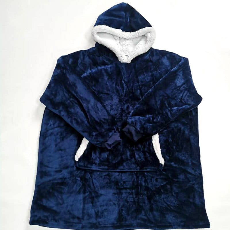image-Unisex Hooded Fleece Blanket Hoodie - Solid Color Outdoor Leisure