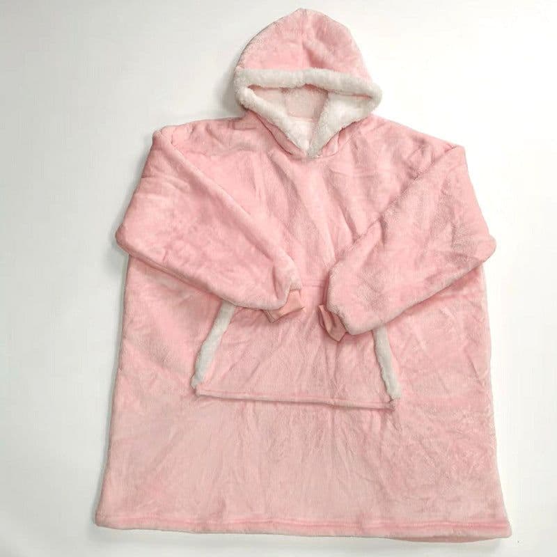 image-Unisex Hooded Fleece Blanket Hoodie - Solid Color Outdoor Leisure